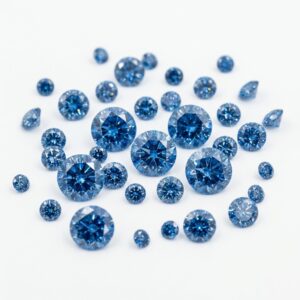 small round calibrated blue diamonds